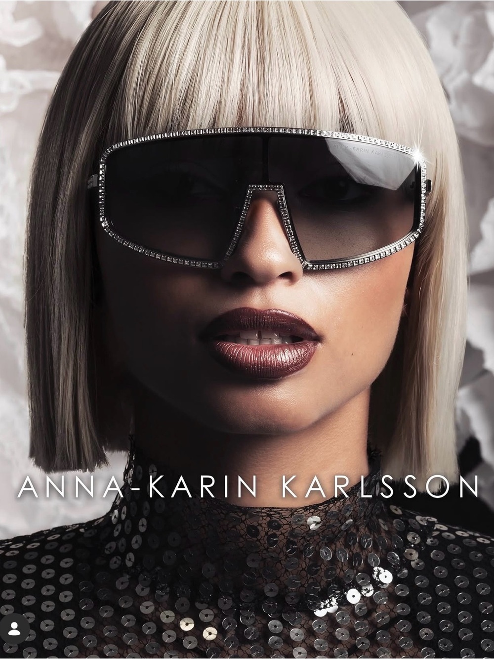 New Anna Karin Karlsson Shady Luv 2.0 White Gold Shield Sunglasses Authentic